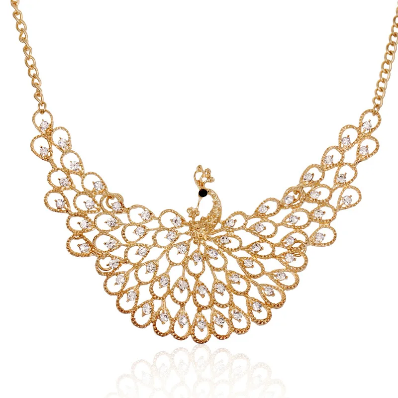 Fashion Peacock Necklace Gold Plated 