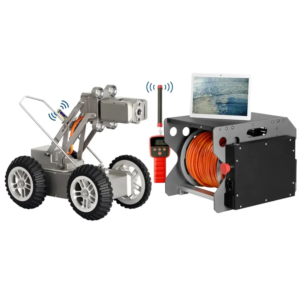 Sewer Camera Robot with 360 degrees Rotation&Pipe Inspection Crawler with 512Hz Sonde&Locator