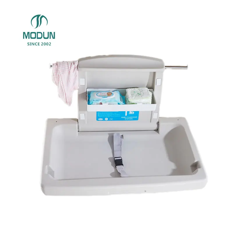 Modun Portable Toilet Washroom Surface Mount Hdpe Baby Changing Unit Station With Paper