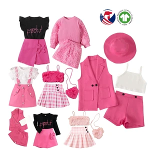 Summer Wholesale Kids Cartoon Children Outfits Short Sleeve T Shirts Shorts Baby Girl Clothing Sets