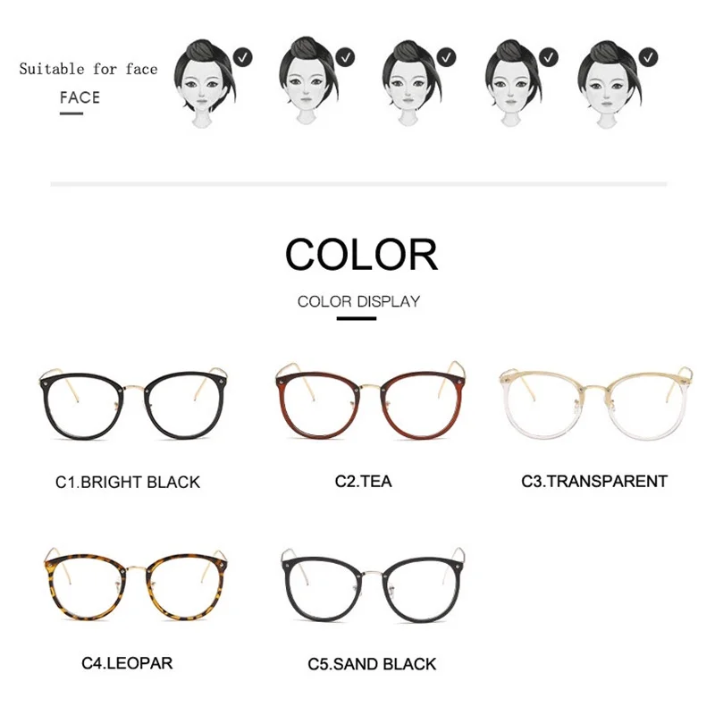 Ladies Round Classic Eyeglasses Outdoor Metal Retro Shade Eyewear Women ...