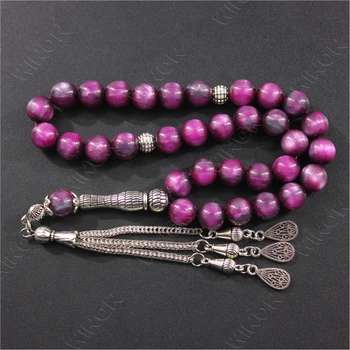 Saudi Arabia Style Purple Resin Worry Beads Muslim Rosary Tiger Eye Color Jewelry Islamic Bracelet Prayer Beads