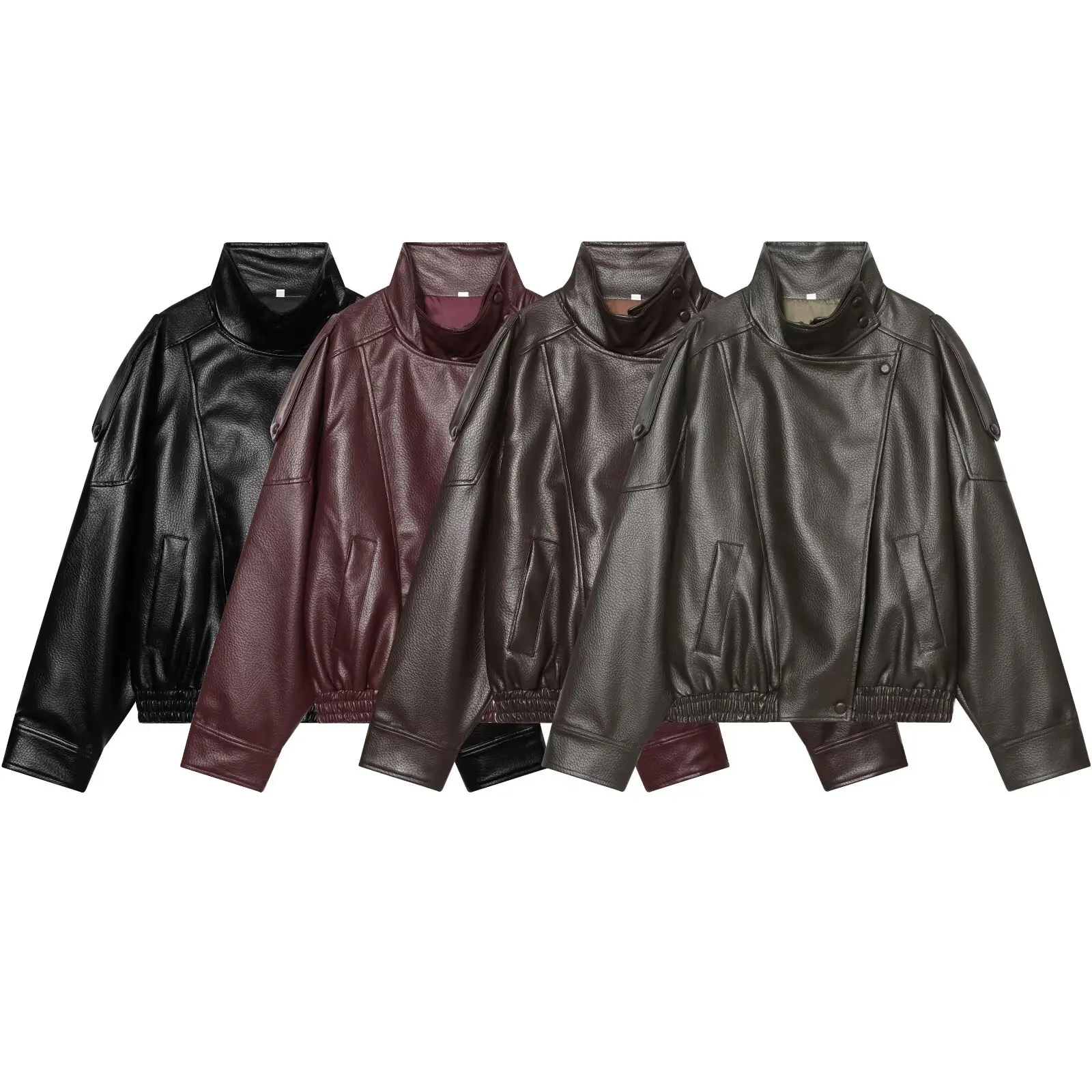 BOTT Stitched Leather Jacket 定価14万3千 MYST&ZA Women's Clothing 2025 Autumn New Fashion Simple Versatile