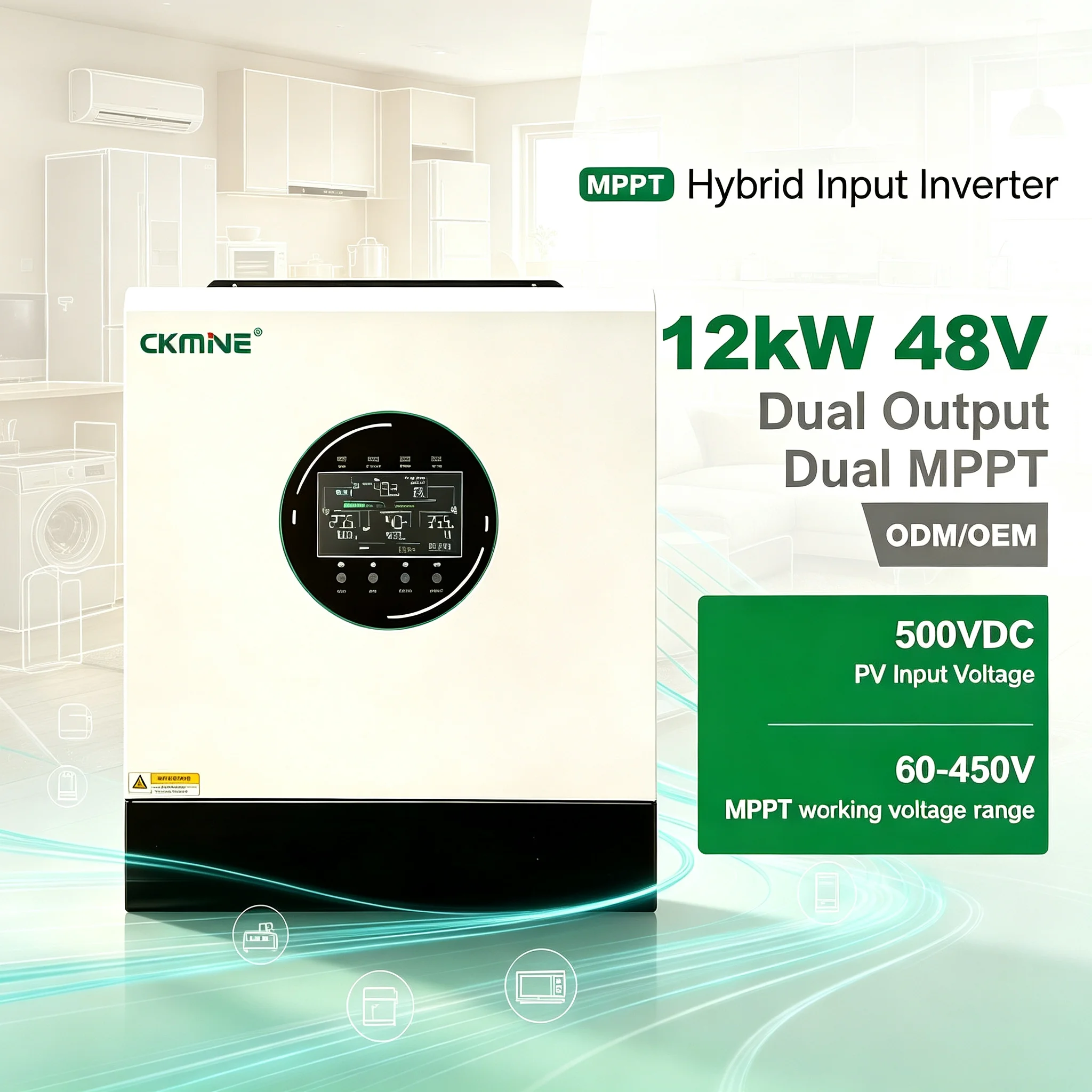 Lebanon Nigeria Hot Sale 12kW Solar Inverter Hybrid Input Work Without Battery 99.5% Efficiency Dual MPPT Dual Output Inverter