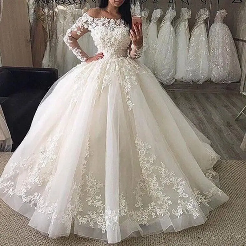 knee length dresses for ladies Dark Red Arabic Muslim Wedding Dresses with Long Sleeves Lace High Nec –  Waislamaa