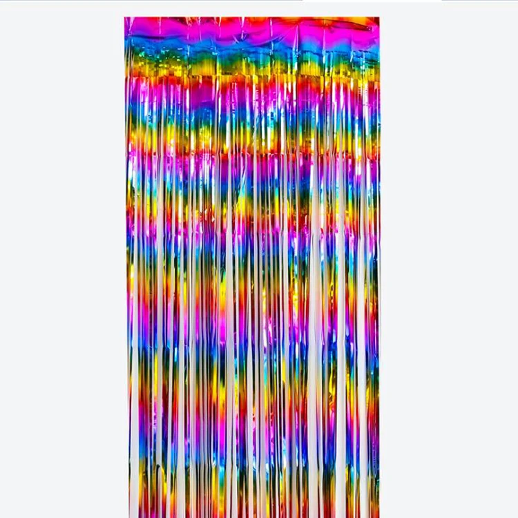 Brillant Arc En Ciel Degrade Metallique Clinquant Feuille Frange Rideaux Pour Anniversaire Bebe Douche Mariage Toile De Fond Decoration Buy Rideau Metallique Arc En Ciel Pour Fournitures De Fete D Anniversaire Nouveau Rideau Metallique Degrade De