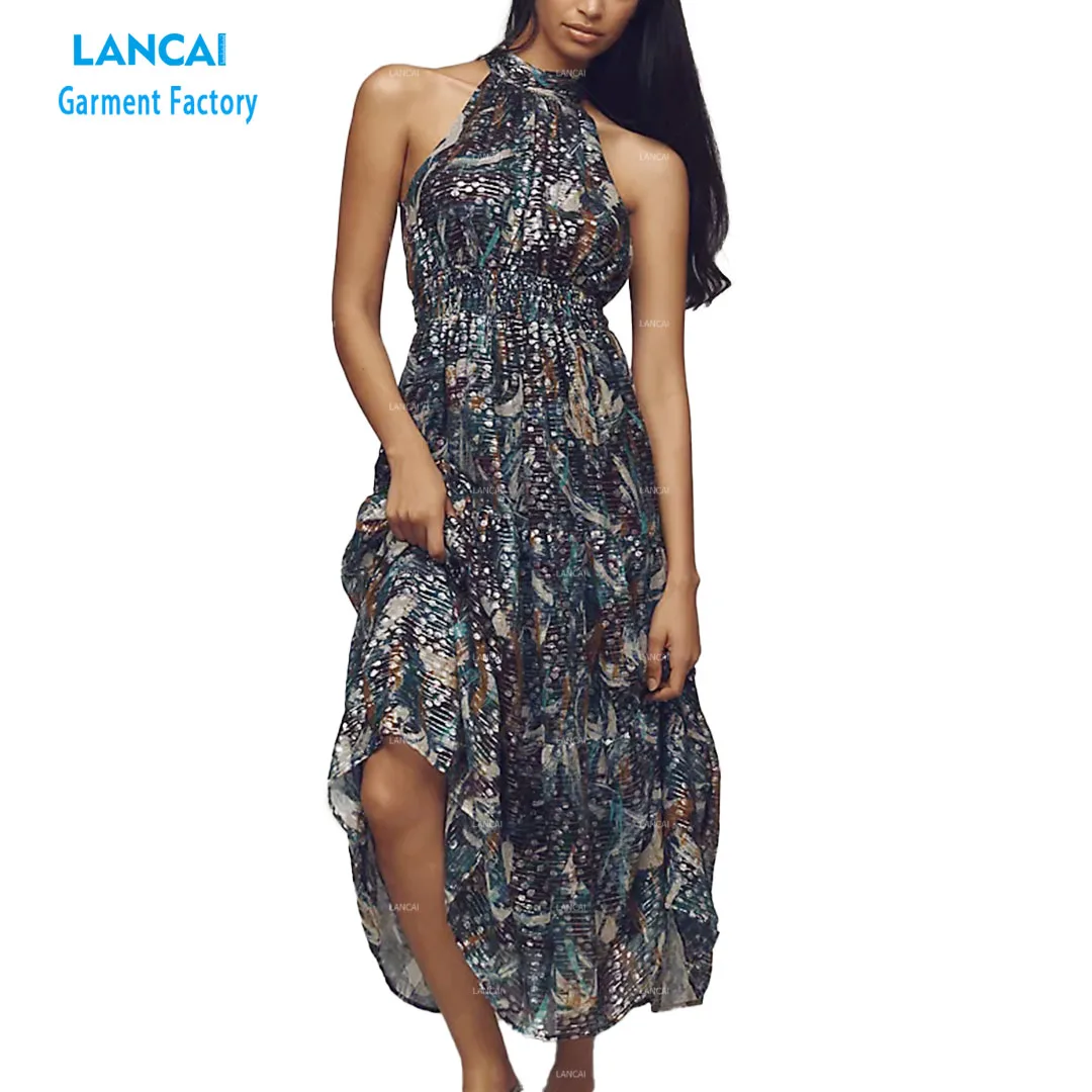 Custom Chiffon Sleeveless Cotton Plain Casual Elegant Button Front