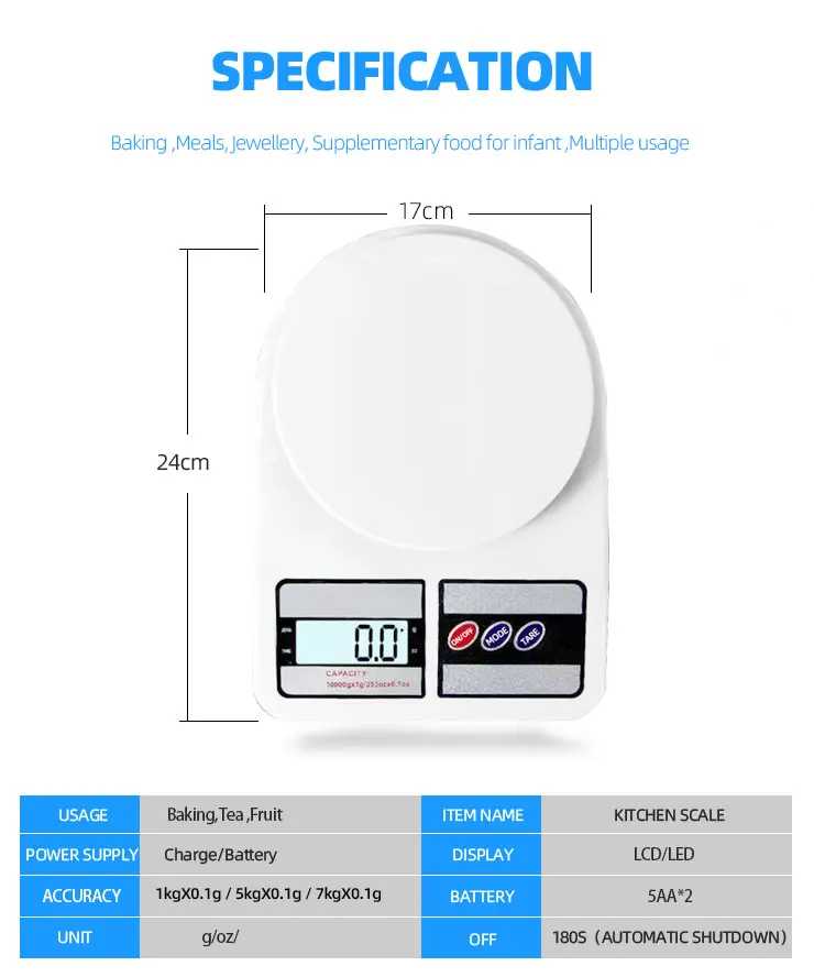 Hot Sale Kitchen Scale 10kg BAGEASE DIGITAL Household Scale Food Weight Electronic Kitchen Scale