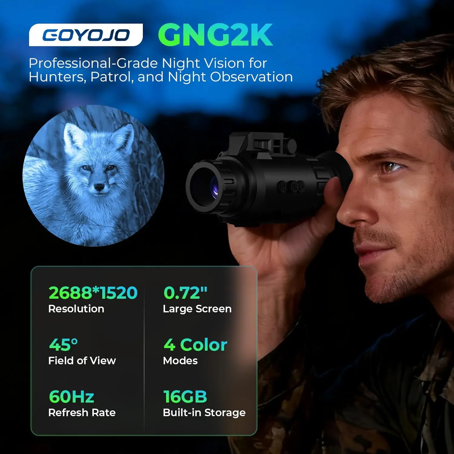 GOYOJO GNG2K Digital Night Vision Monocular for Outdoor Hunting
