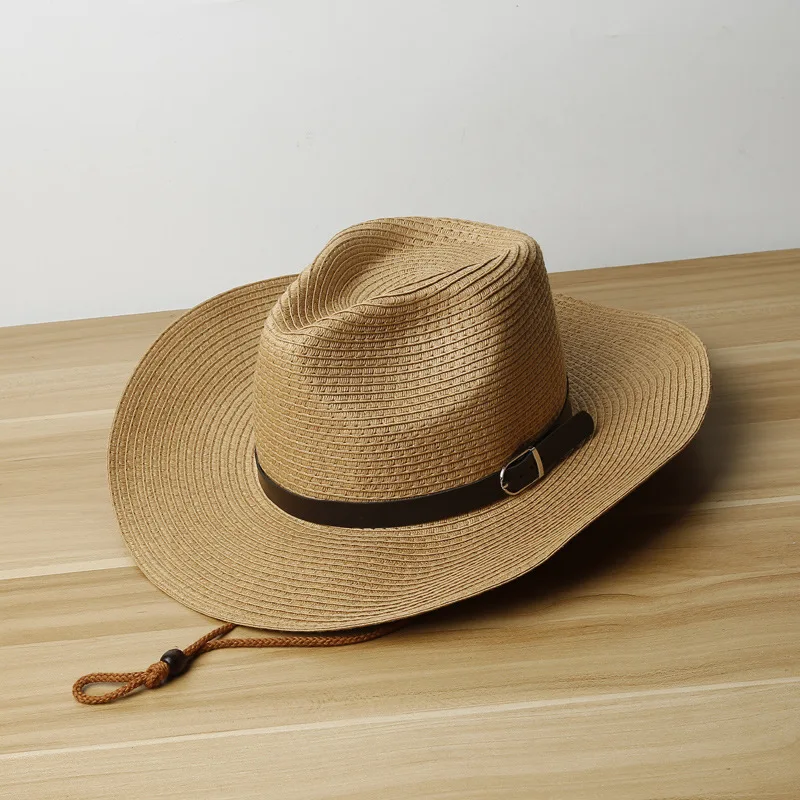 Bulk custom logo western folding men natural paper straw cowboy hats