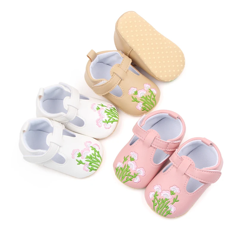 Spring and Autumn Baby Shoes Soft Soled Toddler Shoes for Girls 0-1 Year Old Baby Embroidered Princess Small Leather Shoes