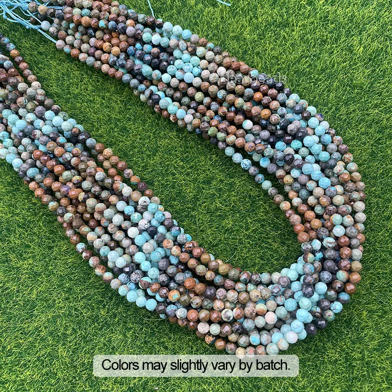 Wholesale Micro Faceted Gradient Natural Turquoise Beads Strand