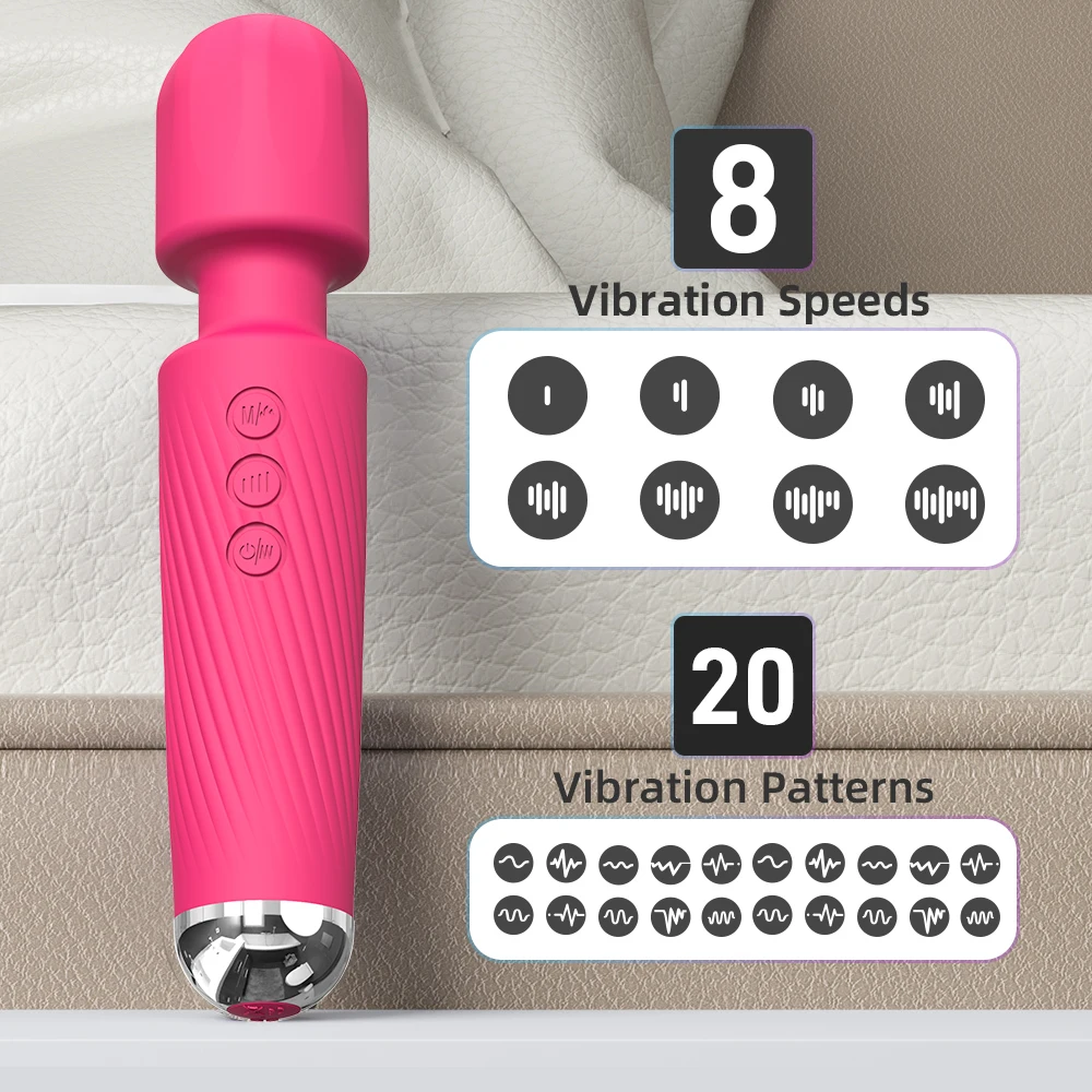 New Powerful Erotic Massage Vibrating Clitoris Vibromasseur 8 Speeds 20  Vibration Heating Electric Shock Wand Vibrator for Women