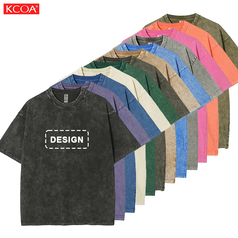 Custom Logo Faded Oversized Acid Washed T Shirt Blank Vintage Organic Cotton T Shirts