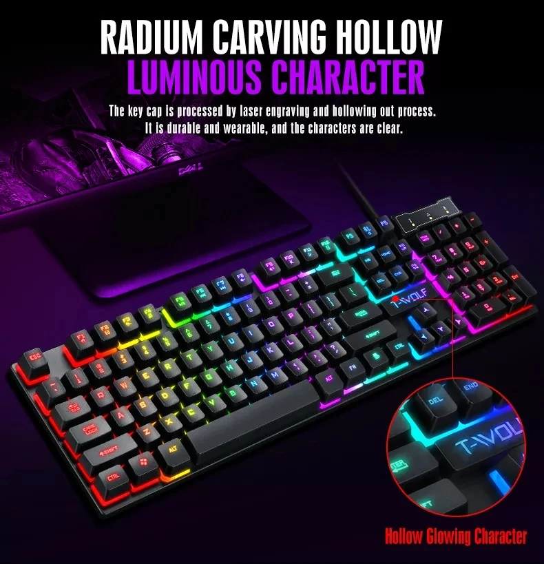 Twolf Tf200 Gaming Wired Keyboard And Mouse Combo Computer Mechanical ...