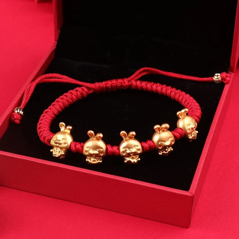 Fashion Chinese Style Lucky Wealth Rabbit Braided Rope Bracelet Bangle