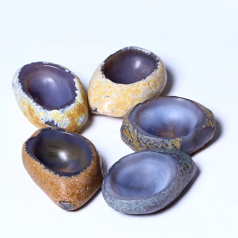 Details about   331 g Natural Crystal Agate Bowl Shape Ashtray Hand Carved Stone Healing W996 