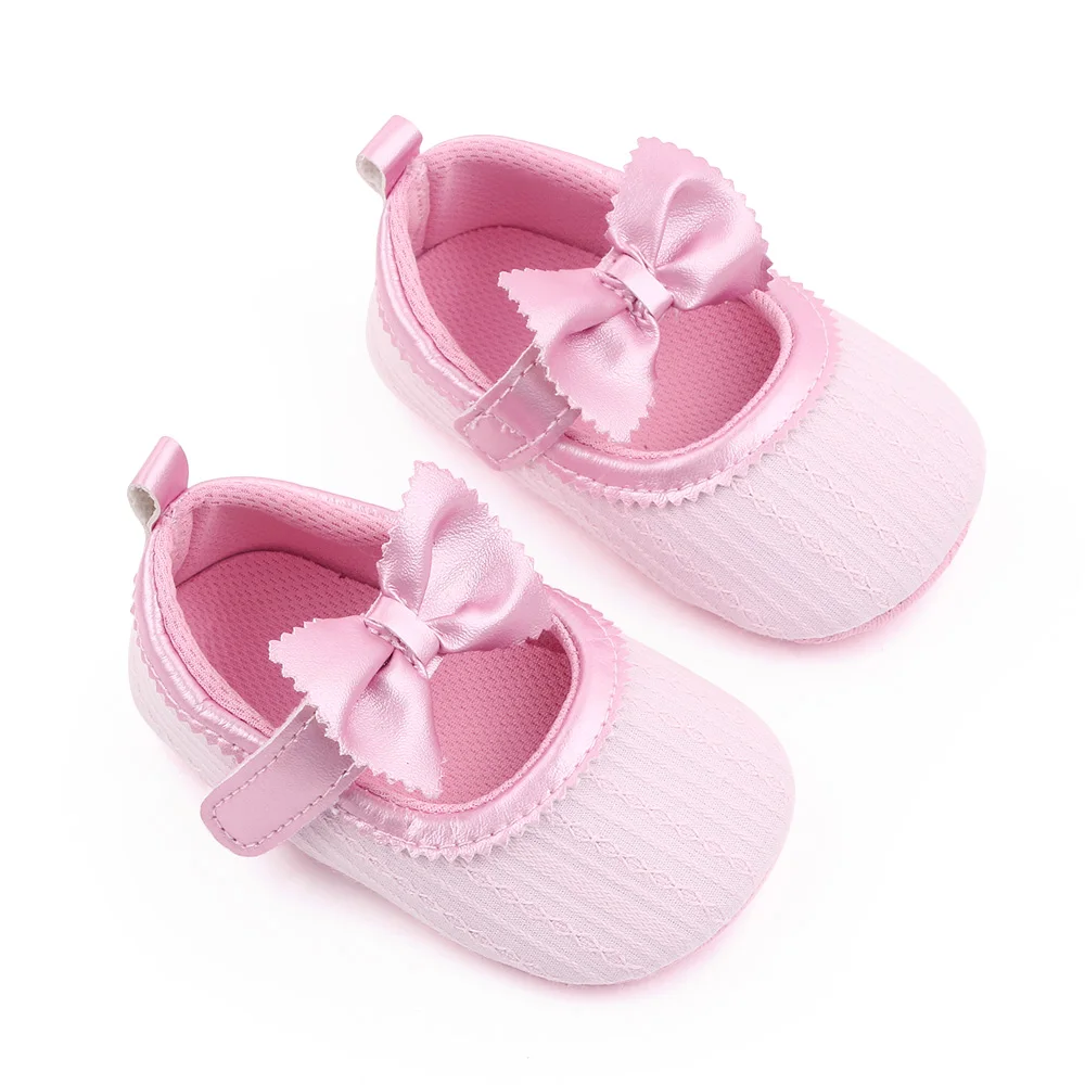 New Solid Color Bow Knit Baby Spring and Autumn Soft Sole Non-slip Princess Walking Shoes supplier