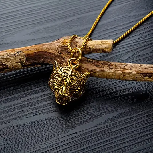 Collana Uomo Con Ciondolo Testa Di Tigre, Stile Gotico Punk, In Acciaio Inossidabile, Regalo Originale - 2