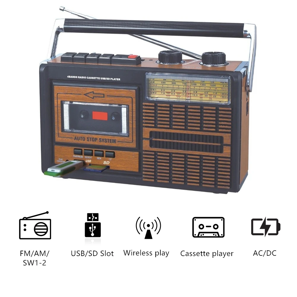 Fp319u Old Style Desktop Cassette Player Portable Ac Dc Operated
