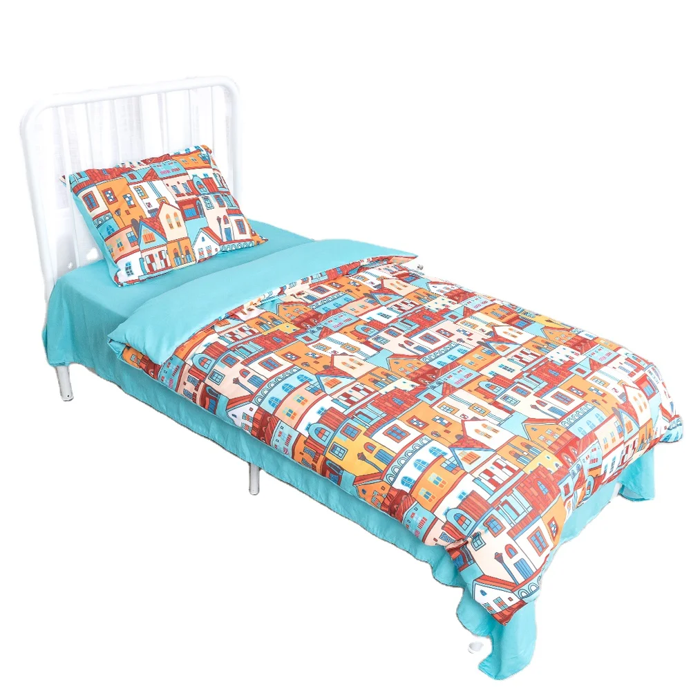 Toddler Bed Kids Bedding Girl 3 D Digital Print Roman Color House Bedding Set 100% Cotton Kids Quilt