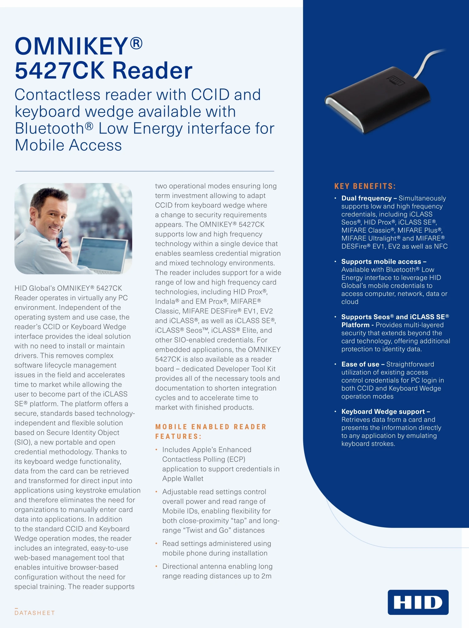 HID OMNIKEY 5427 CK Gen2 Dual frequency reader that supports mobile access, View HID OMNIKEY
