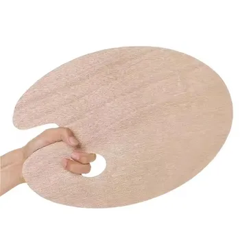 Art Supplies Wooden Oval-Shaped Palette Artist Acrylic Oil Painting Palette Wood Paint Palette With Thumb Hole