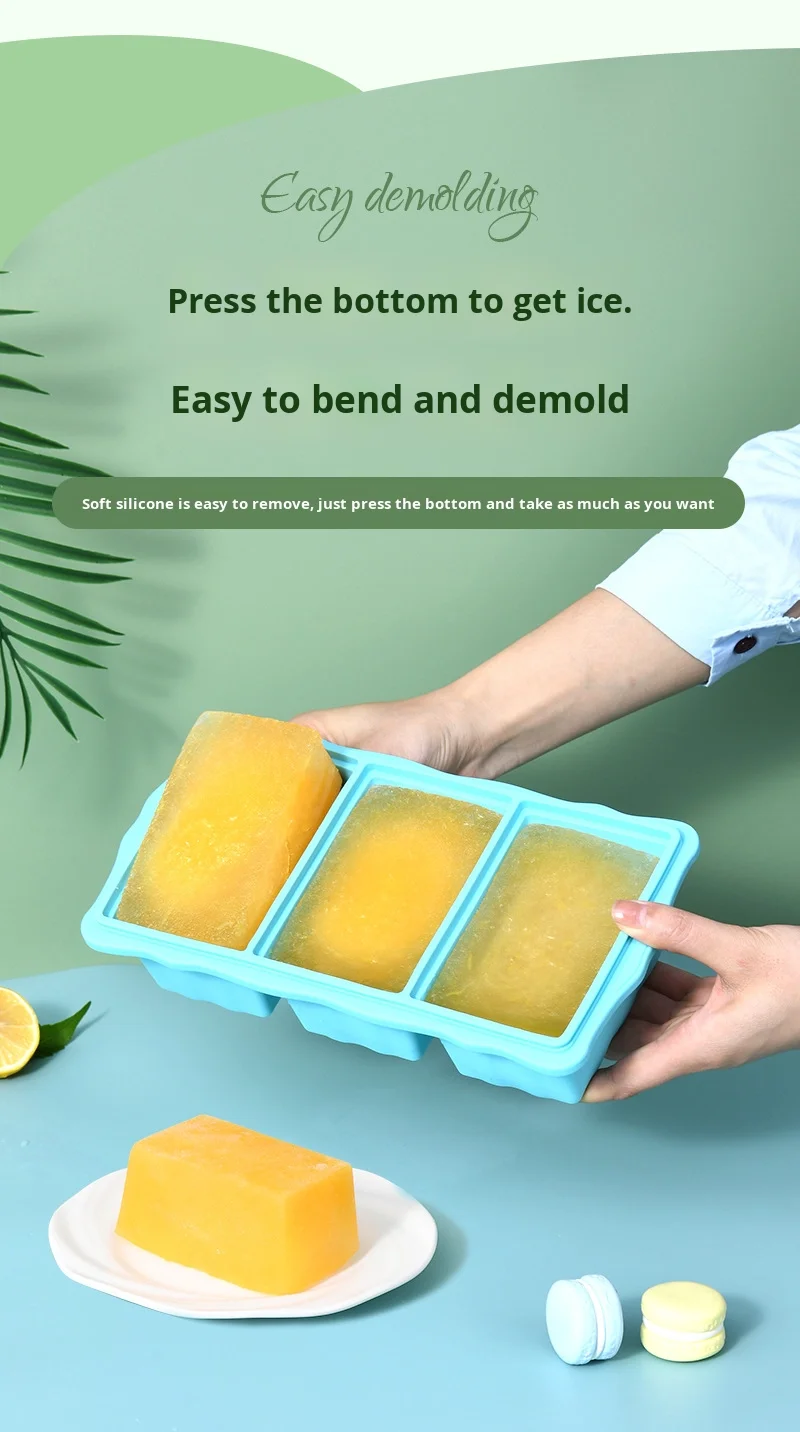 Hot Selling Food Grade Silicone Ice Tray Mold with Lid Household Ice Storage Making Box Complementary Refrigerator Accessory details