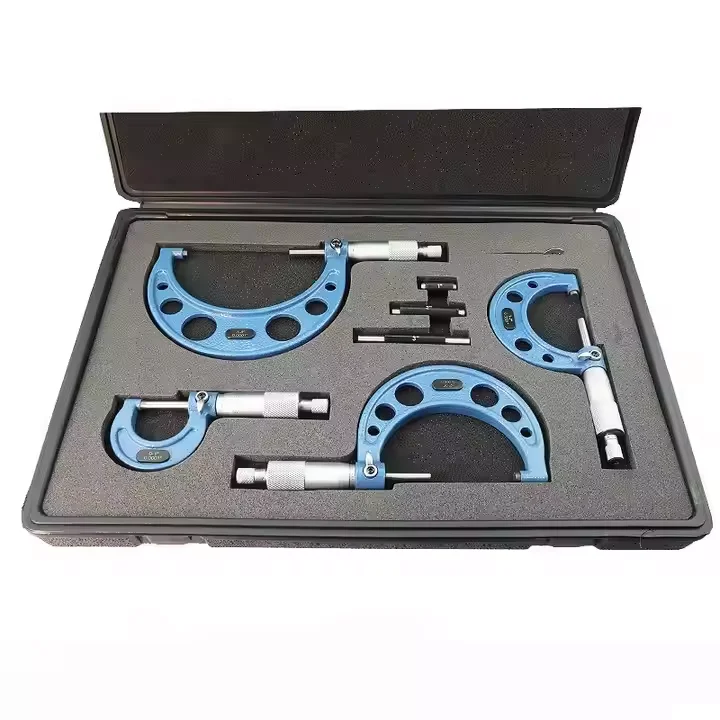 TEBAK 4pcs/set Measuring Tool Carbide Tipped Micrometers 0-150mm Range with Outside Painted Frame Machine Tools Accessories