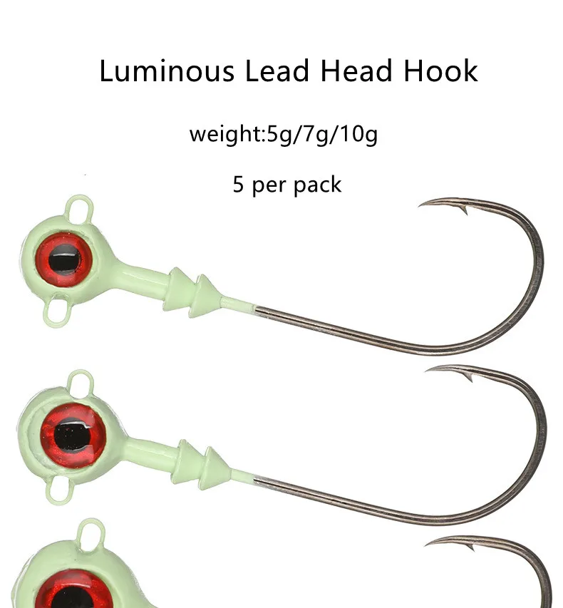 Neon Moon Eye Jig Heads For Night Fishing Phosphorescent Lighted