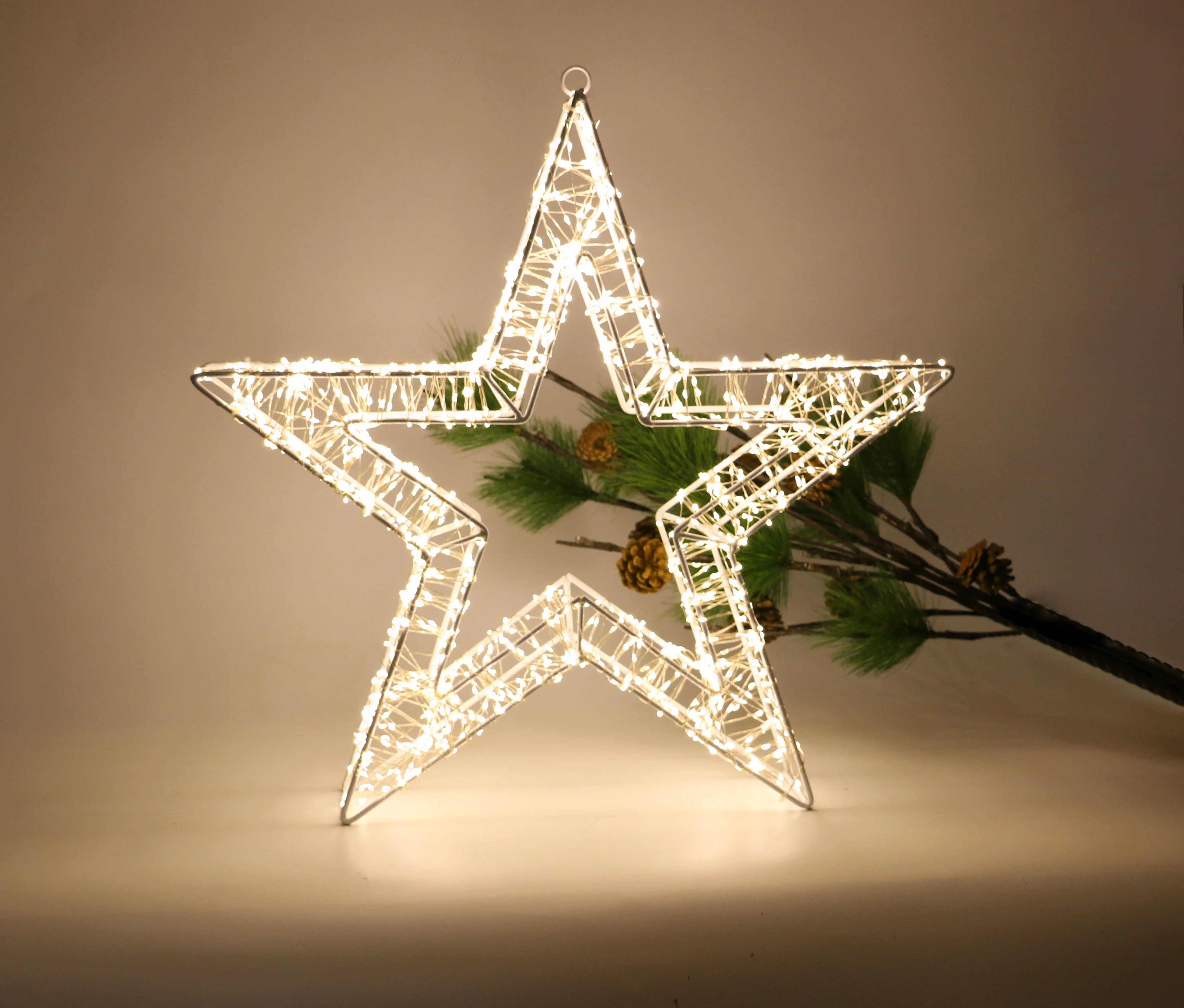 Outdoor Metal Framed Christmas Star with Copper Wire Lights, 960 LEDs ...