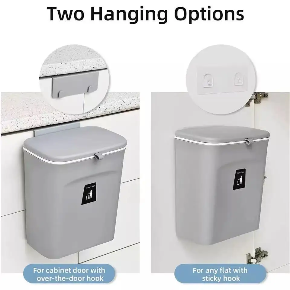 Ds1062 7/9l Bathroom Garbage Can Wall Wall Mounted Waste Bin Food Waste