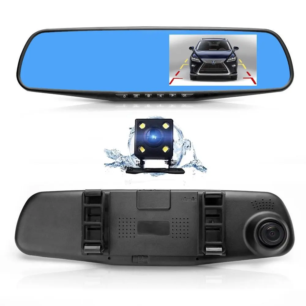 Best Video Mirror DVR Car Black Box Full HD 1080P Dual Lens Dashcam  Rear View Mirror Car DVR Camera Dash Cam Night Vision