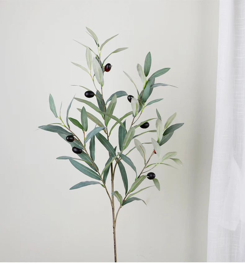 Artificial Olive Leaves And Fruit Branch For Home Restaurant Decoration