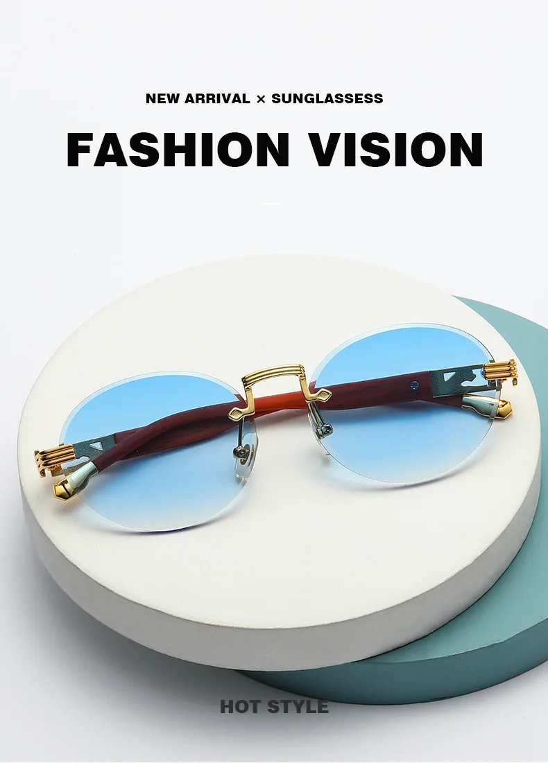 サングラス ^ONE BRILLIANT^ TimothyOB478Leopard Timothy-OB478-Leopard Rimless Diamond Leopard Head Sun Glasses - Luxury Men's Eyewear