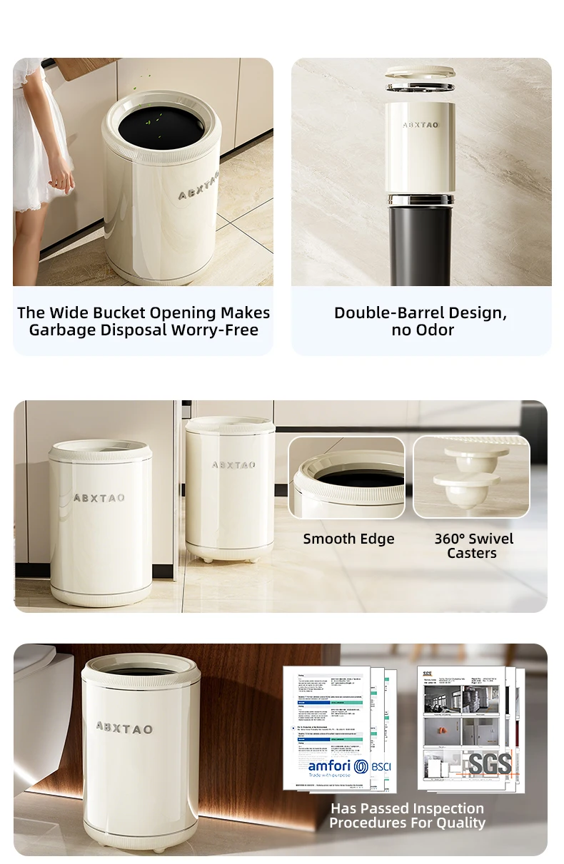 product wanuo 18l kitchen trash can plastic trash can open top trash can with removable inner bucket and wheels-3