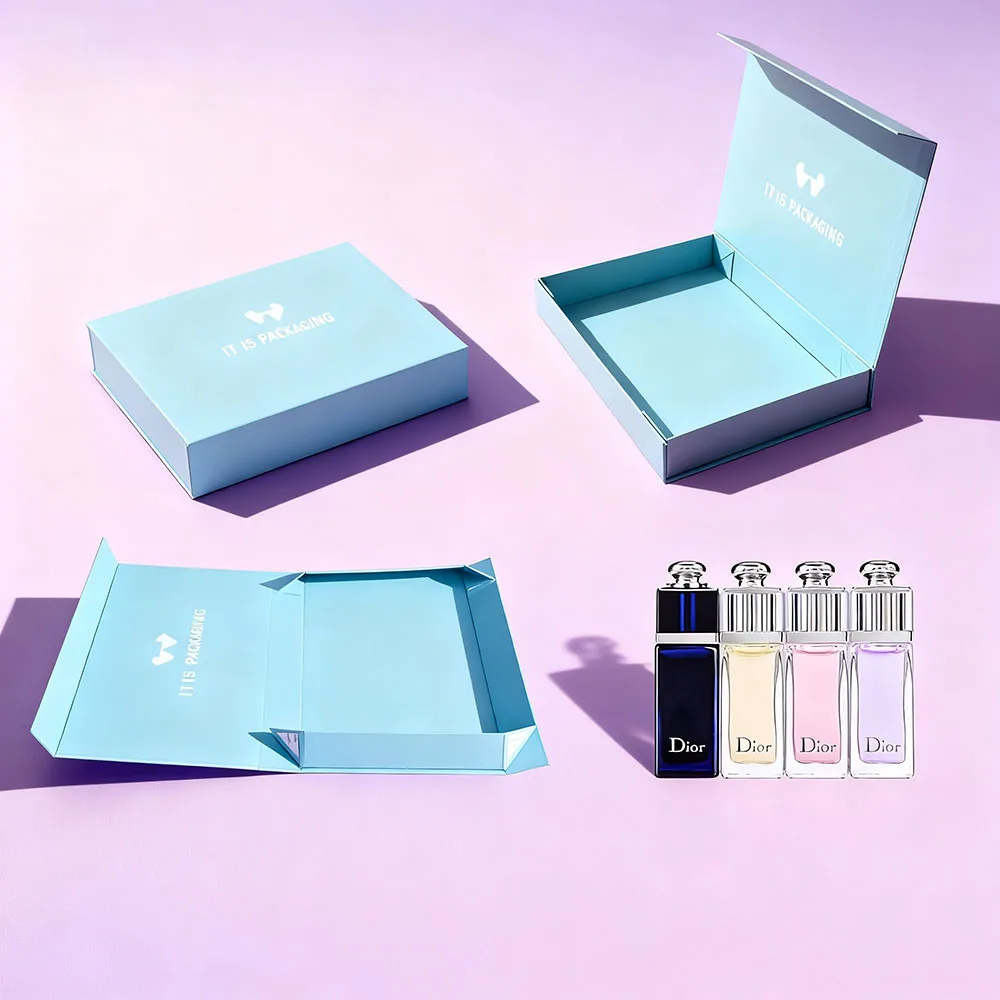 Confezione Regalo Profumo di Lusso | Pieghevole Magnetica in Cartone Patinato Personalizzato | Imballaggio Grande Ecologico con Design Elegante