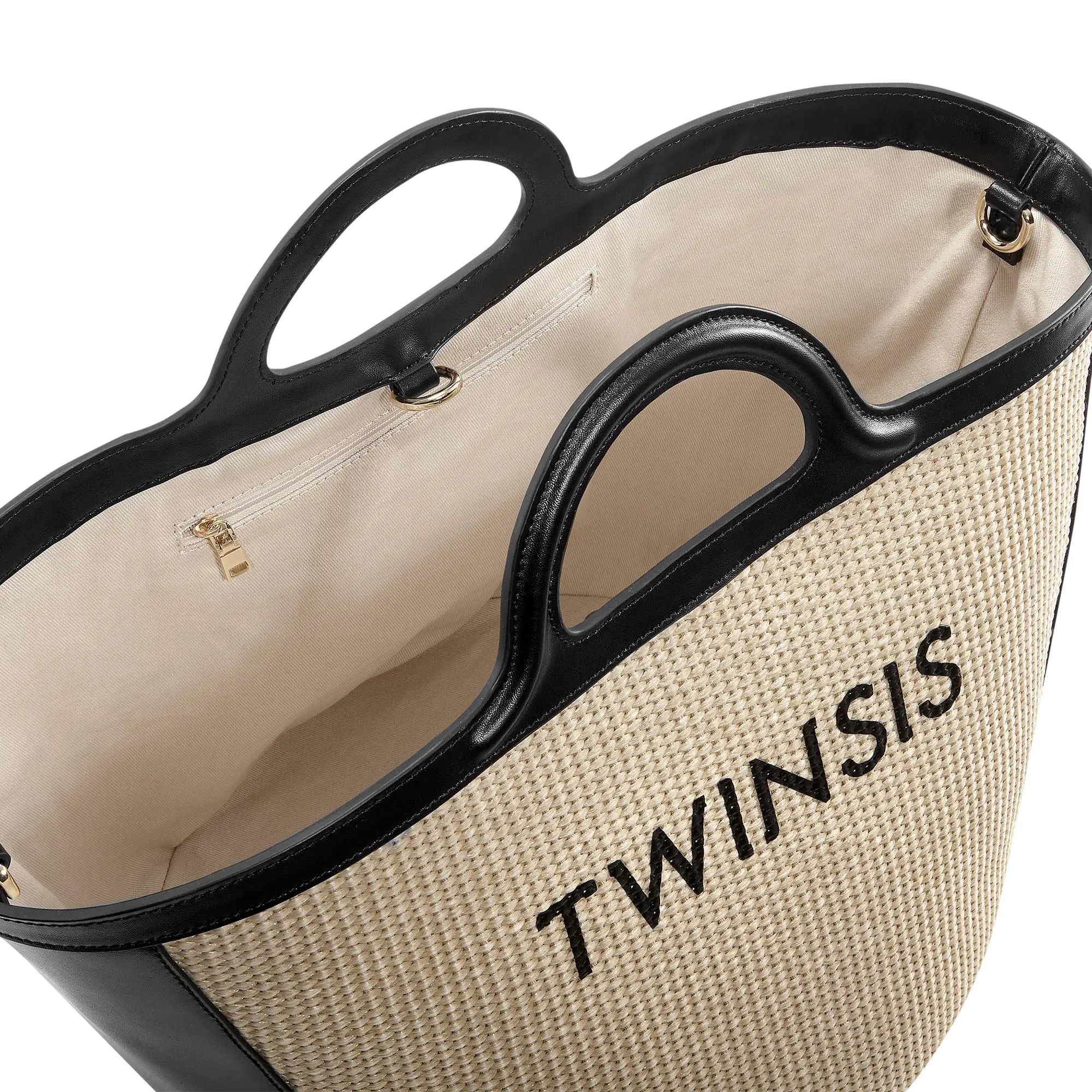 Custom High-Quality Fashionable Canvas  with Leather Trim Handbag for Women Portable  Essential
