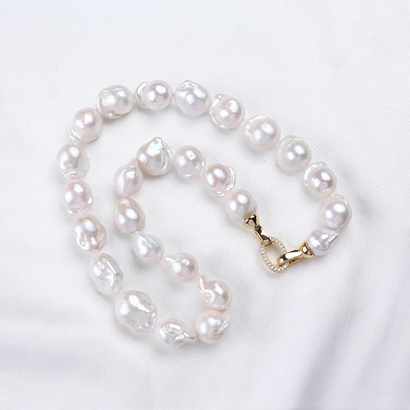 12-16mm White Baroque Freshwater Pearl Necklace For Women Wholesale 222100