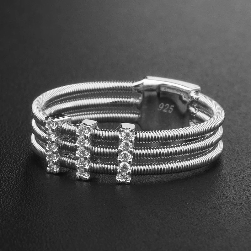 High Quality 925 Silver Jewelry Rings Wire Twisted Rope 18k Gold Plated Italian S925 Ring With