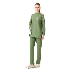 Factory  Embroidery Custom Made Long Sleeve Scrub Suits Stretch Female Sets Jogger Nursing Uniforms Medical Hospital Scrubs