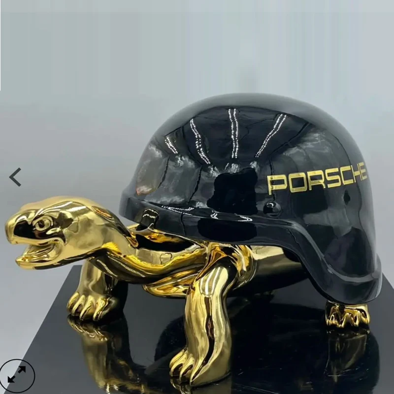 Customized Electroplating Coating Turtle Statue 40cm Resin Cartoon Tortoise Sculpture for Art Gallery Display