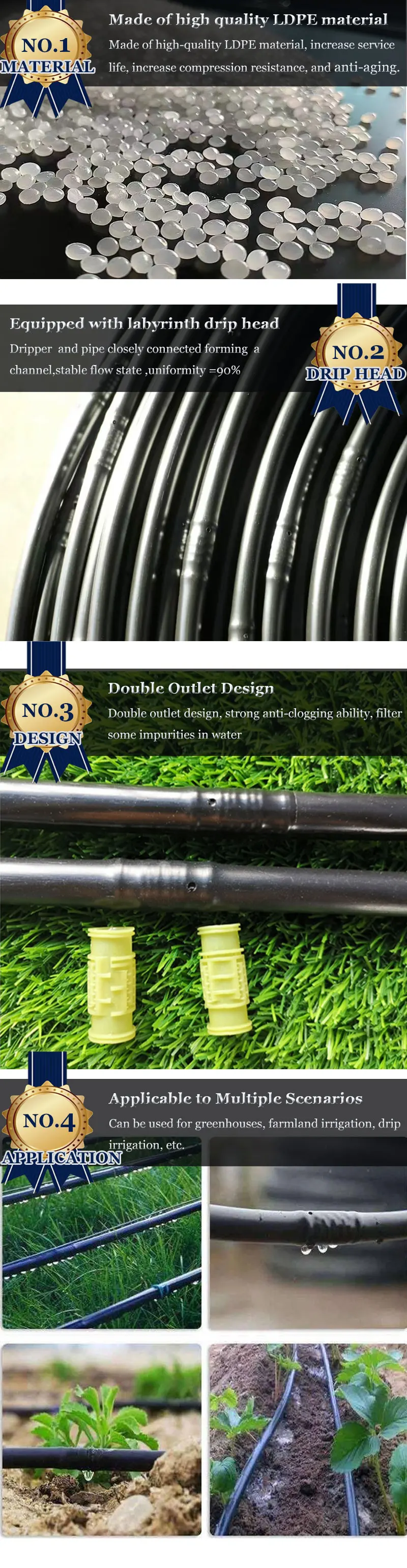 1 Hectare Drip Irrigation System Drip Pipe 16mm Tape Plastic Irrigation Pipe For Other Watering