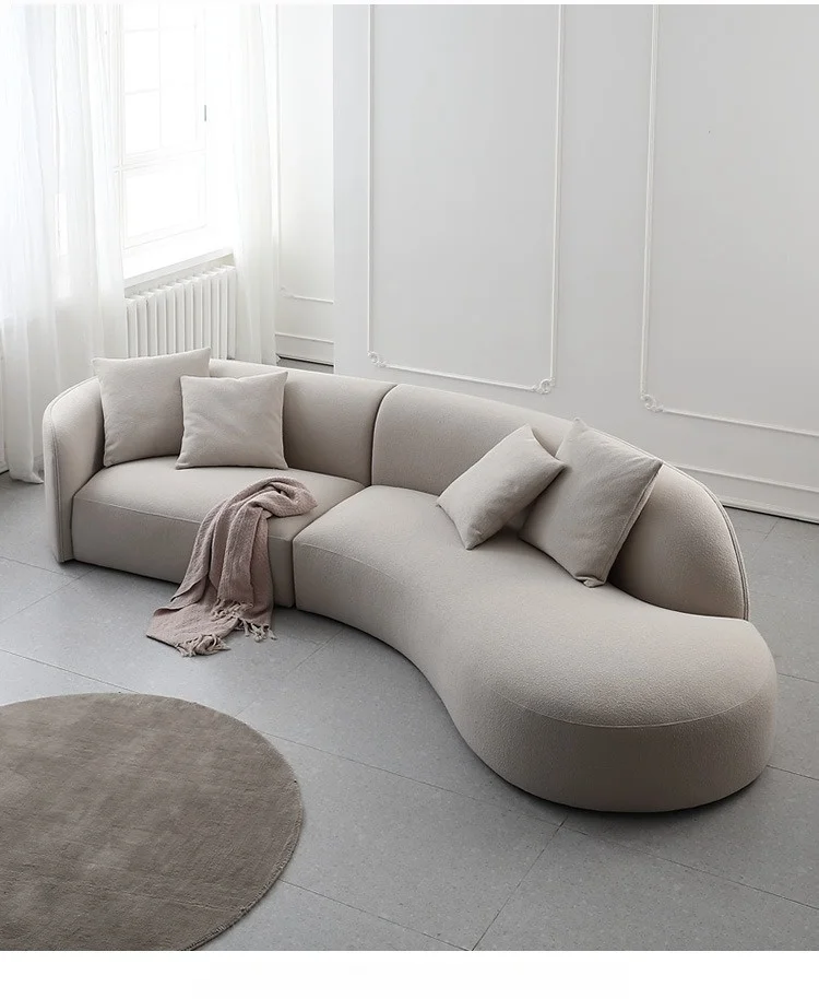 Luxury Modern Style Living Room Interior Curved Sofa & Lounge Chair Set Sofa Set Furniture Living Room