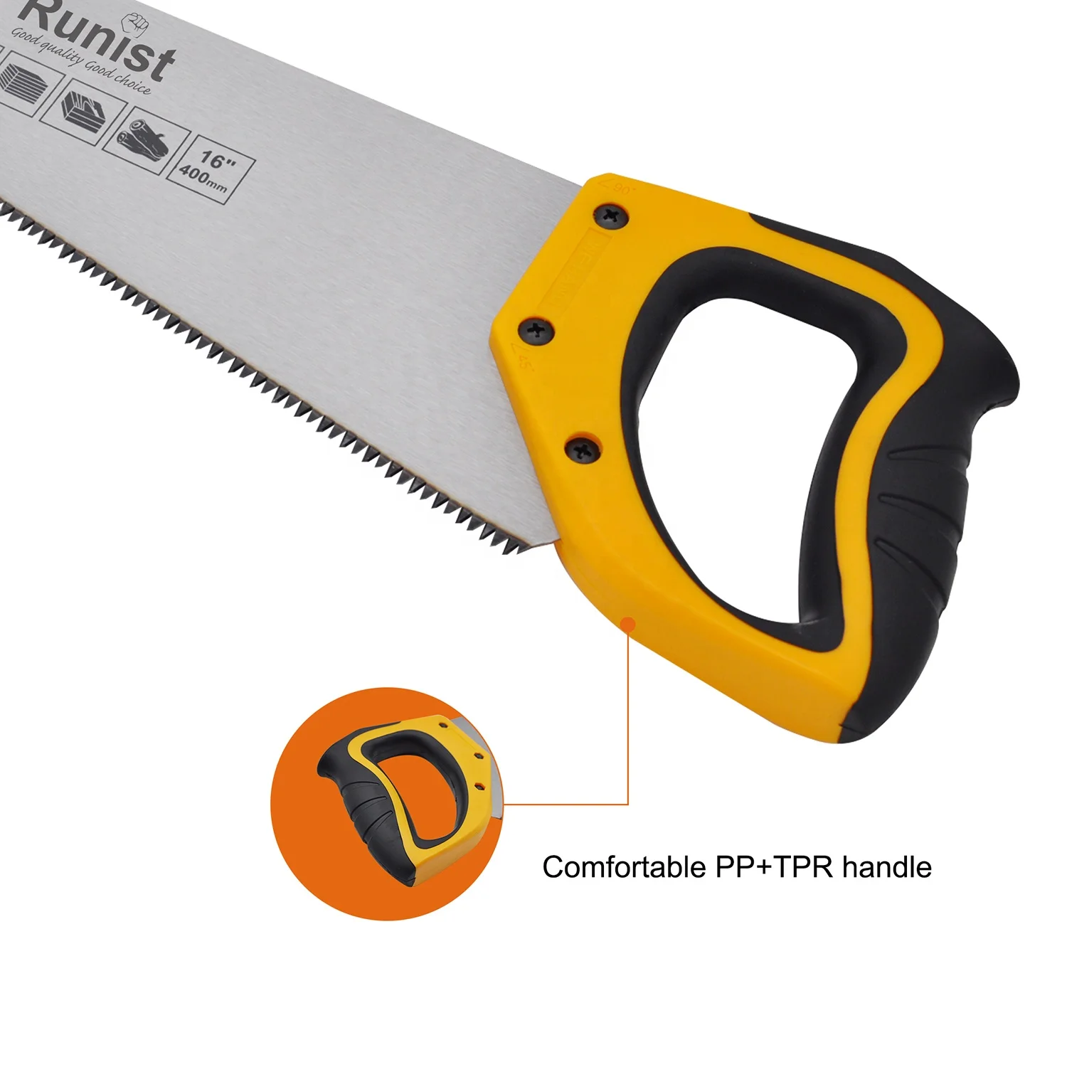 16 Inch Industrial & DIY Grade Hand Saw for Wood Metal Drywall Concrete Cutting-Fixed Blade