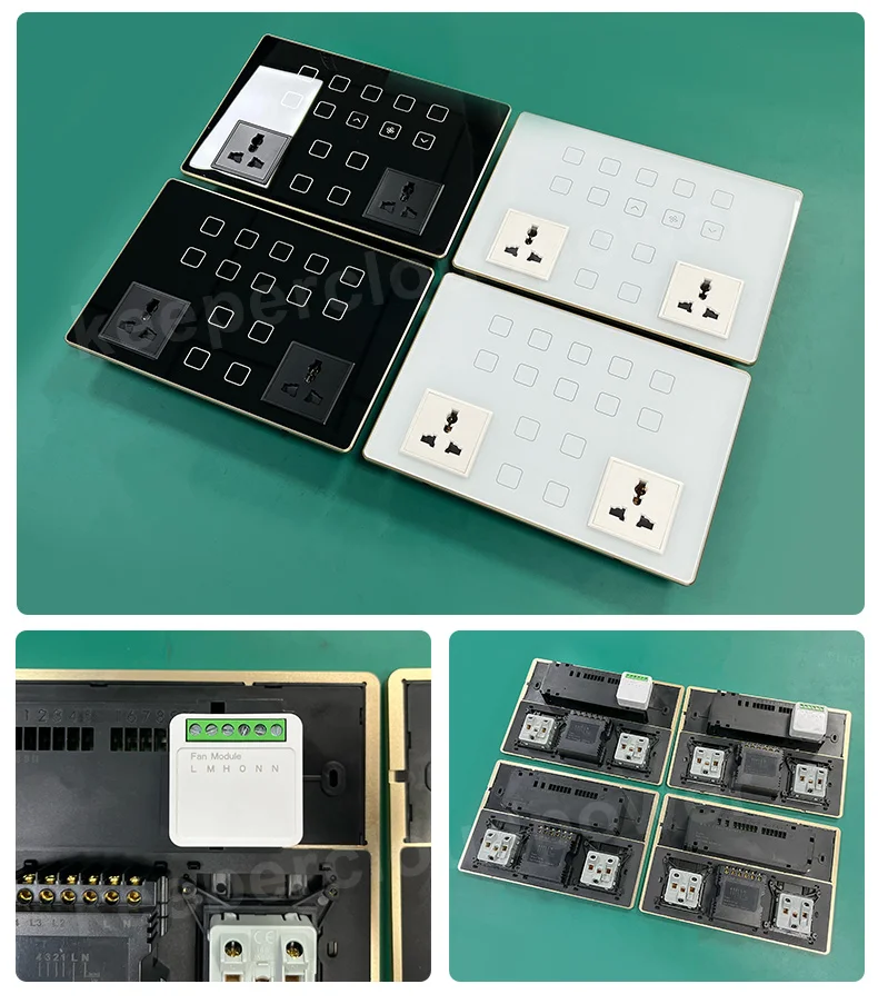 Suitable for Tuya Zigbee Smart Home Large Panel Light Switch Socket Wall Mounted Fan Speed Controller Compatible with Smart Life