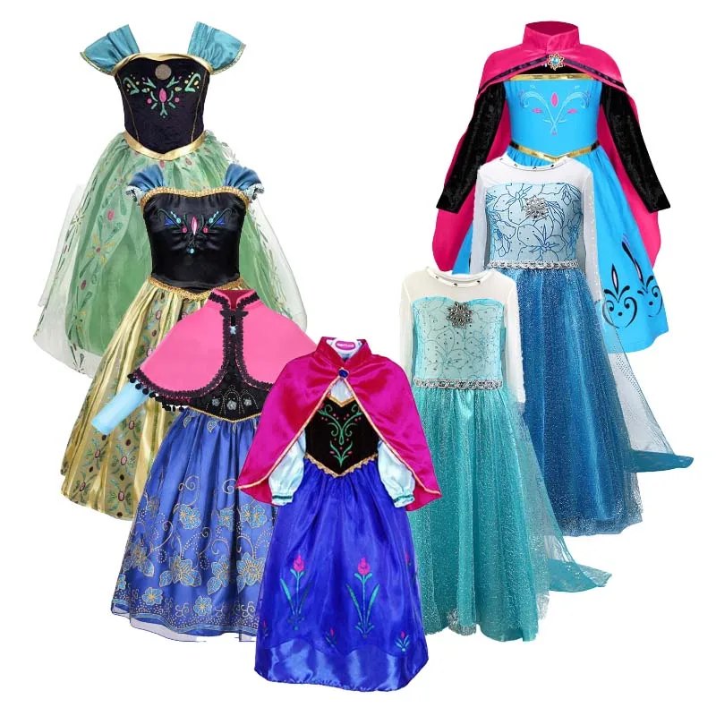 Best Seller 2023 Adult Elsa Anna Cosplay Woman Halloween Costume Princess  Dress Adult Anna Costume With Cloak DISP-013