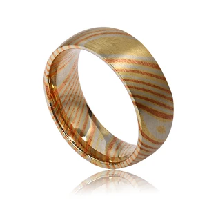 Dome 8mm Men Wedding Band Brushed Jewelry Ring Men Natural Copper Brass Color Mokume Gane TIZTI Ring