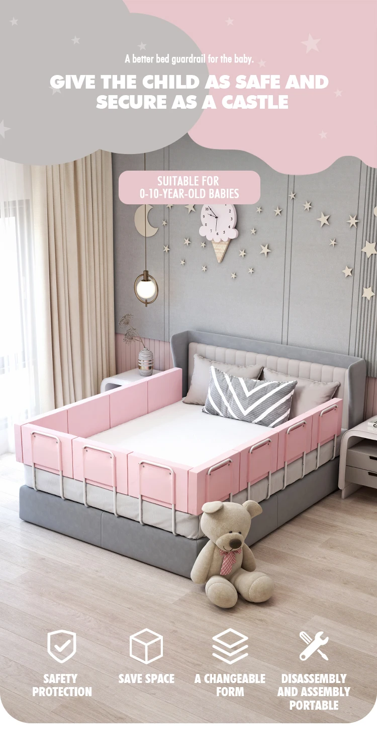 Fast Production And Shipping Minimalist Style 60Cm Kid Safety Adjustable Bed Guard Rail Children
