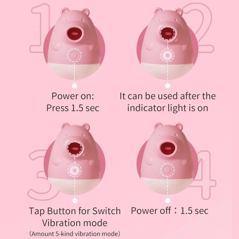 Bear Vibrator for Women - 5 Functions Sucking & Licking Clitoral Massager,  100% Waterproof Nipple Stimulator, Pink - B2B Sales
